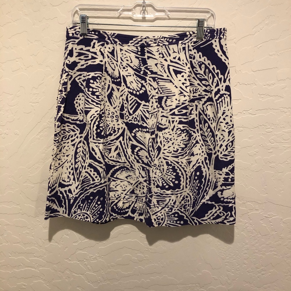 LOFT Purple & White Linen Skirt